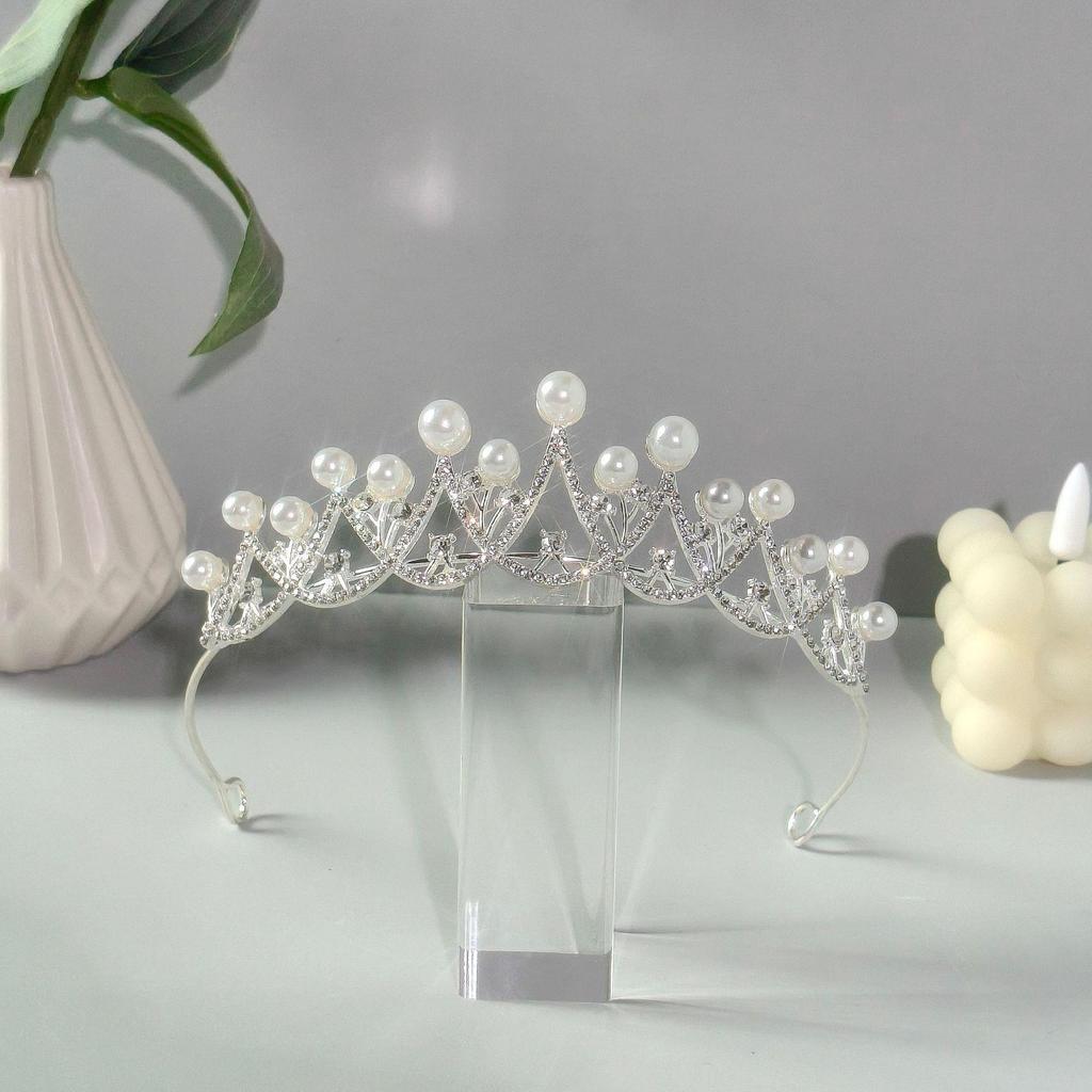 Elegant Korean Pearl Bridal Crown - High-End Simple Headdress for Birthdays & Parties