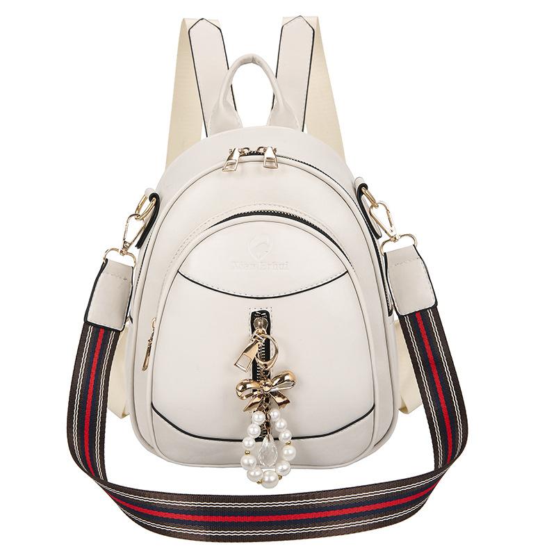 Simple Women's Backpack Casual Zipper Shoulder Bag Solid Color Travel Backpack