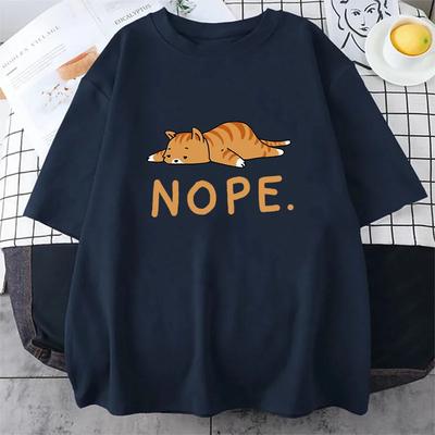 Schlafende Katze Nein Cartoons Print Männlich Kurzarm Harajuku Street T-Shirts Sommer Locker T-Shirts Harajuku Baumwoll T-Shirt Männer