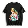 Mother And Baby Loving Print Casual Adult Top Pure Cotton T-shirt