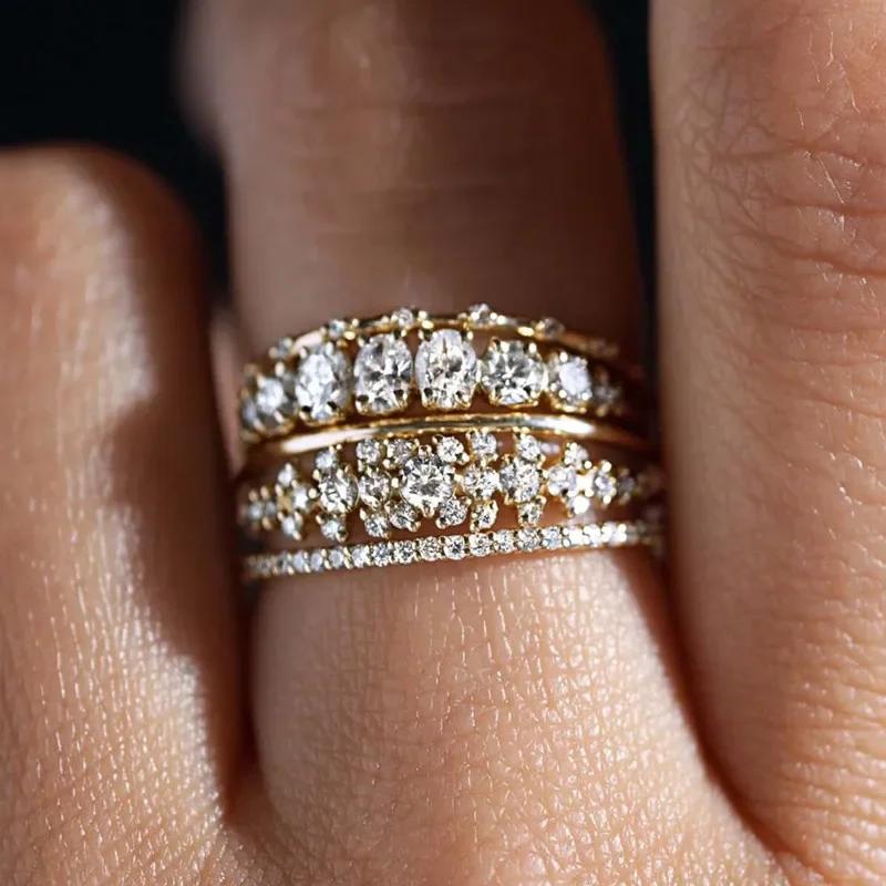 

Trendy Women Rings Double Layer Cubic Zirconia Luxury Female Accessories For Wedding New Gorgeous Lady Jewelry Drop Ship 10