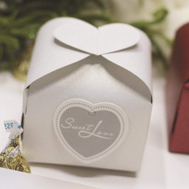 European Heart-Shaped Pearlescent Candy Box - Rose Red Wedding Packaging