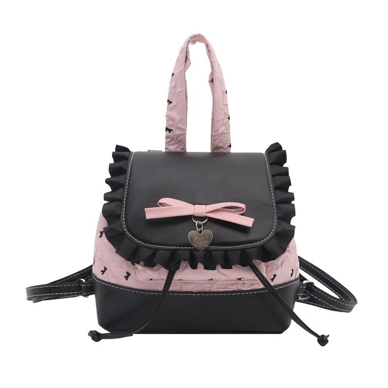 

Niche fashion ballet style hand carry student bag autumn new cute simple fashion bow backpack розовый