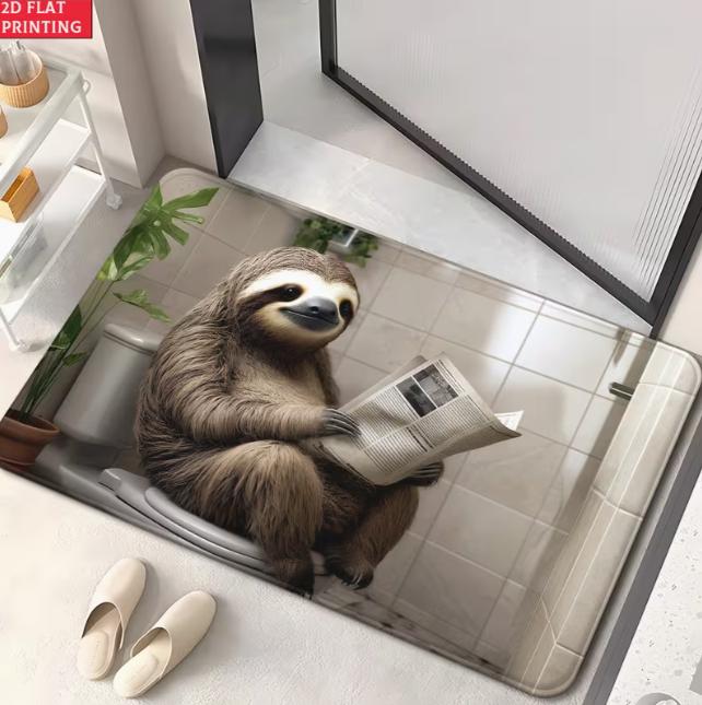 

Cute Sloth Flannel Floor Mat Durable Universal Living Room Bedroom Office Balcony Corridor Porch Kitchen Outdoor Entrance Carpet 40cm x 60cm