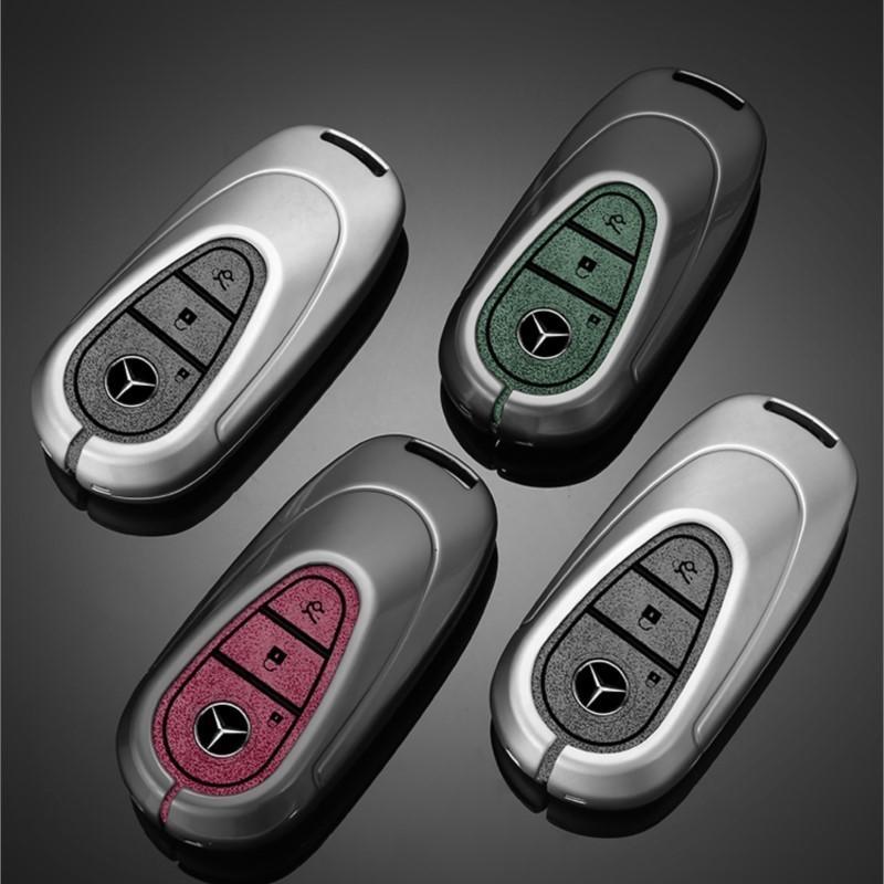 Metal Leather Car Remote Key Case Cover Shell for Mercedes Benz 2022 C S Class W206 W223 S350 C260 C300 S400 S450 S500 Accessory