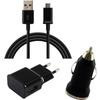 Chargeur 3en1 - Phonillico - Compatible Samsung Galaxy J1-J3-J5-J7 (2015-2017) - Noir - 1m USB - 2A secteur