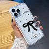 Black Bowbowknot Transparent Soft Case For iPhone 16 15 Pro Max 14 Plus 14 13 12 11 Pro 7 8 XR X XS Max TPU Silicone Phone Cover