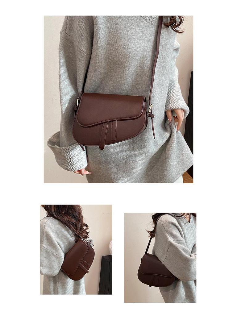 Retro Damen Schultertasche mit Doppelriemen - 2024 Trendige Crossbody Satteltasche