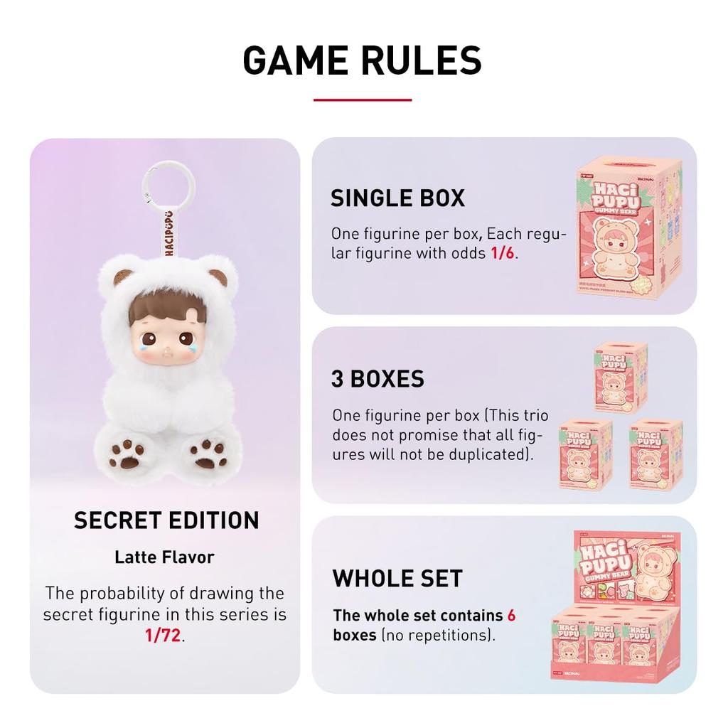 POP MART HACIPUPU Gummy Bear Series Plush Pendant Pop Mart Gachapon Blind Box Figure Plastic Model Premium Toy PVC Soft Vinyl Original Character