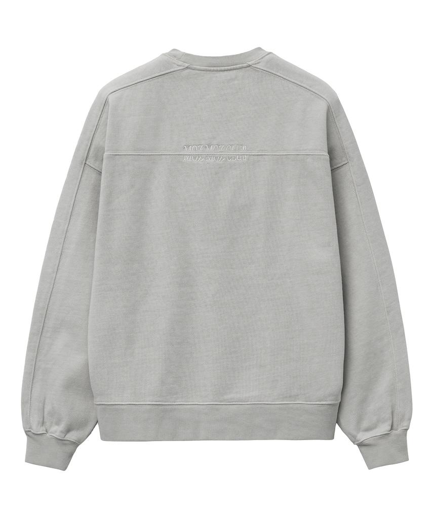 MOZMOZ Heavy Weight Pigment Back Embroidery Cutout Oversized Sweatshirt Gray