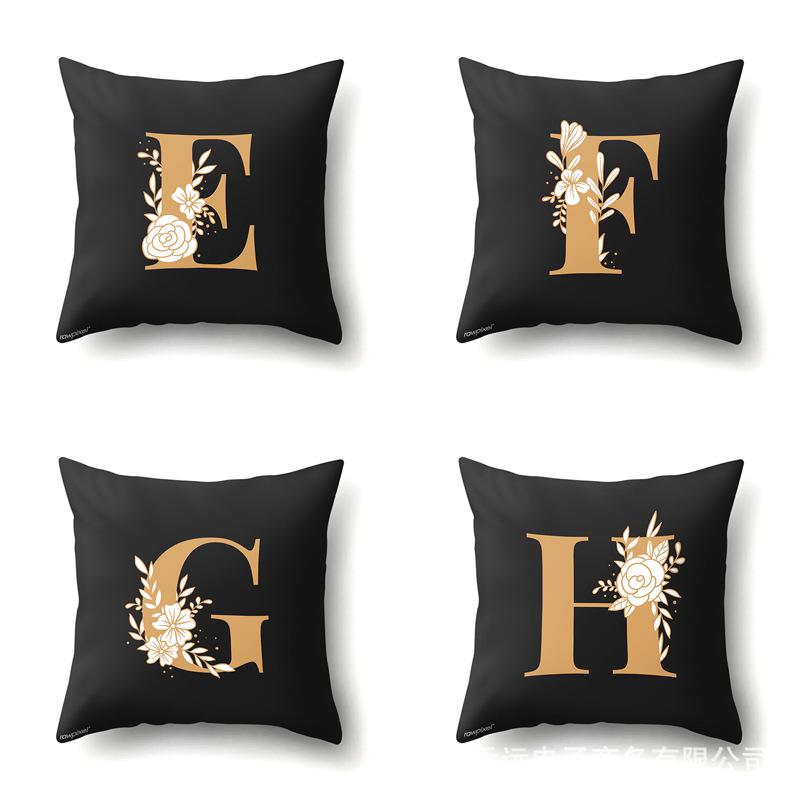 Polyester Kissenbezug Autodekoration Zuhause 26 Englische Buchstaben Gedruckt Taillenkissen Sofakissenbezug