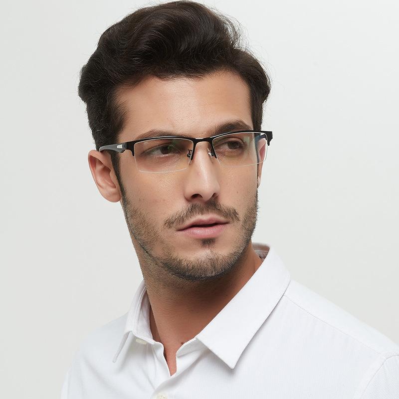 Vintage Unisex Half Frame Anti Blue Light Myopia Eyeglasses Optical Diopter Business Eyewear Near Sight Glasses