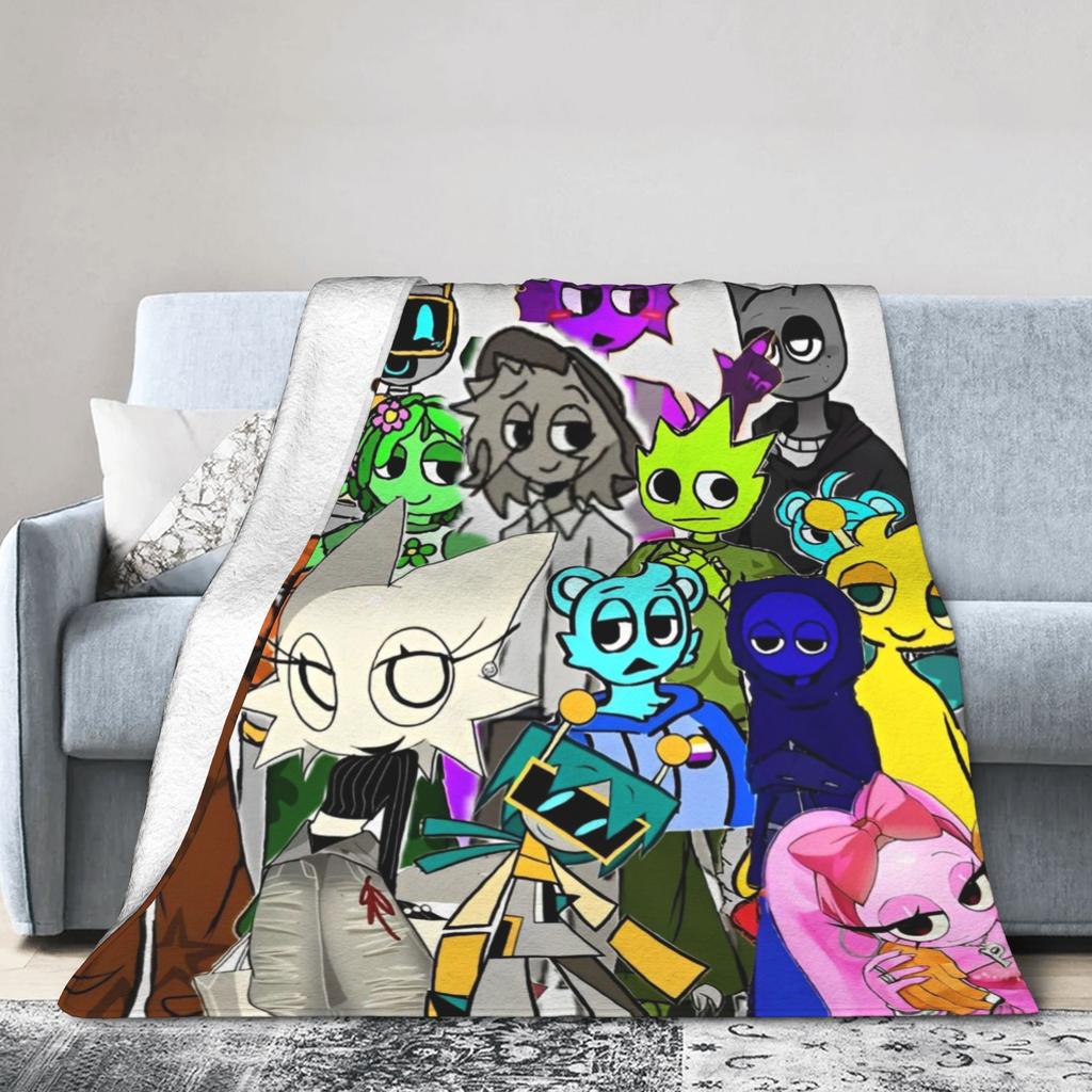 Coperta Gioco Cartone Animato Sprunki Incredibox Coperta Plaid in Flanella Decorazione Estiva per Condizionatore Morbida Calda Copriletto