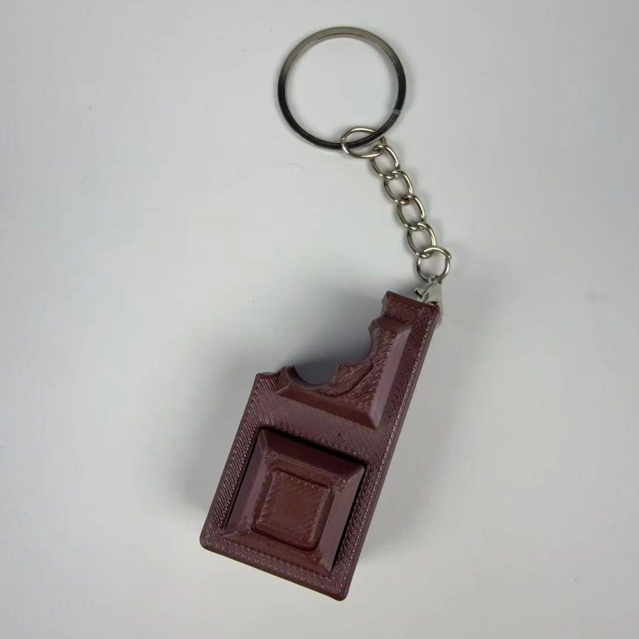 3D Simulierte Schokoladen-Tastatur Fidget Schlüsselanhänger - Echte Klick-Schalter Stressabbau Finger-Klicker Spielzeug für EDC Tasche Anhänger Geschenk braun