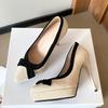 Mode 2025 Neue Plateau Super High Heels Damen Schleife Prominente Kleine Spitze Stiletto Einzelne Schuhe