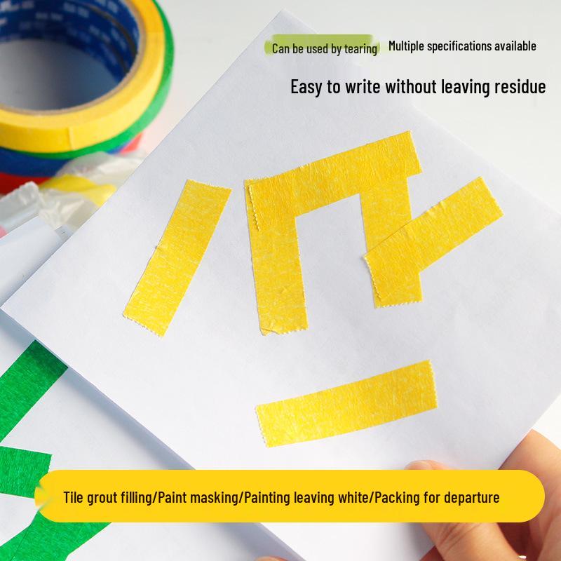 Yellow Wood Grain Masking Tape, 30m - Medium Adhesion for Spray Painting, Art, and Grout Sealing.