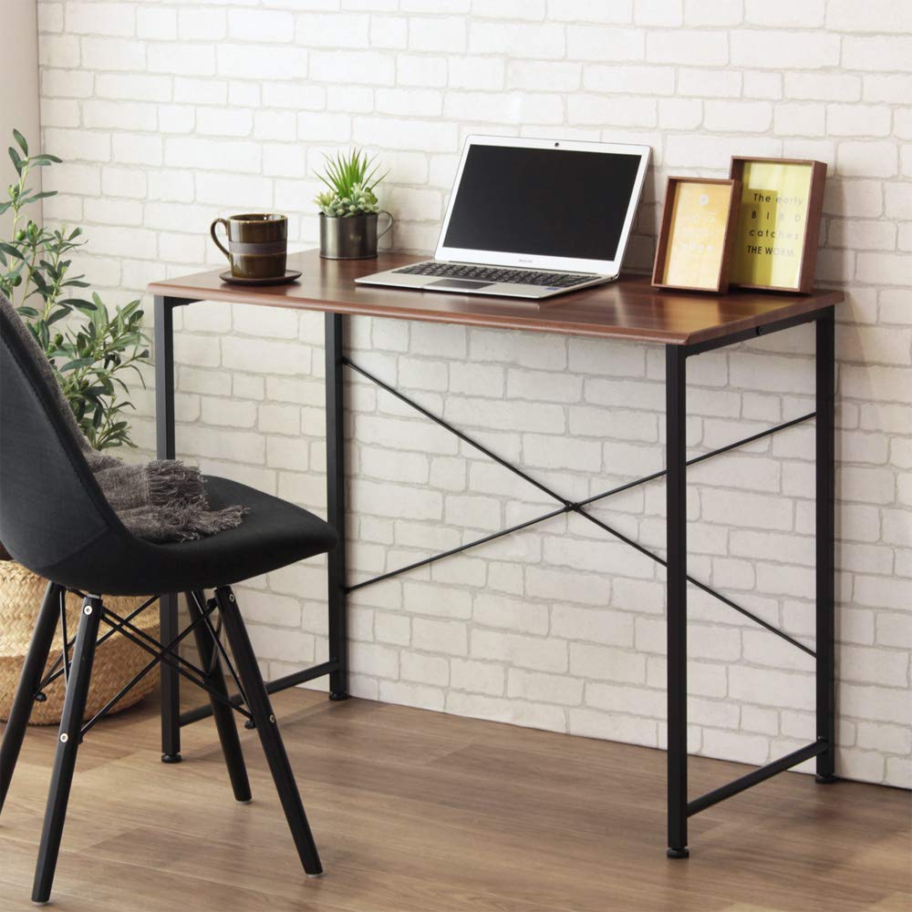 Iwatsuki Computer 90cm X 45cm X 72cm Simple Easy Desk, (W) (D) (H), Wooden, Design, Assembly, Brown, IW-17BR