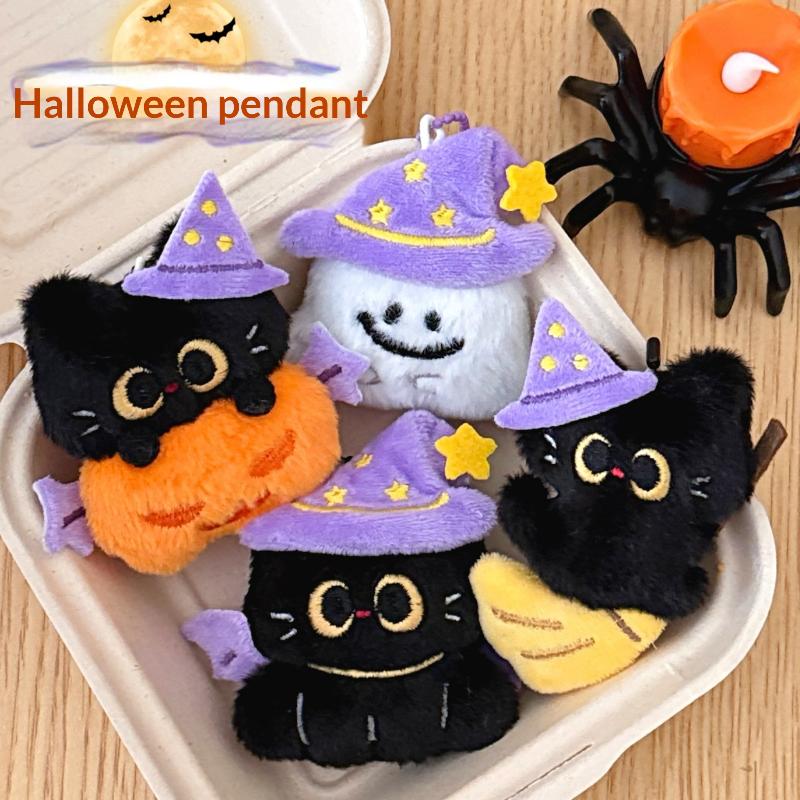 Halloween Plüsch Schlüsselanhänger Kürbis Geist Schwarze Katze Süßes oder Saures Cartoon Tasche Anhänger Party Geschenke Schlüsselanhänger Zubehör