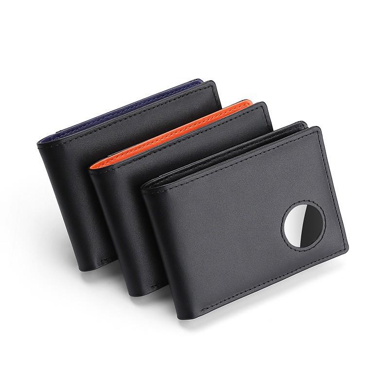 Anti-theft Brush Genuine Leather RFID Wallet Short Anti-magnetic Men's Top Layer Cowhide Airtag Tracker US Dollar Clip