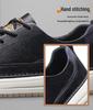 Men's Summer Cowhide Round Toe Breathable Leather Sneakers