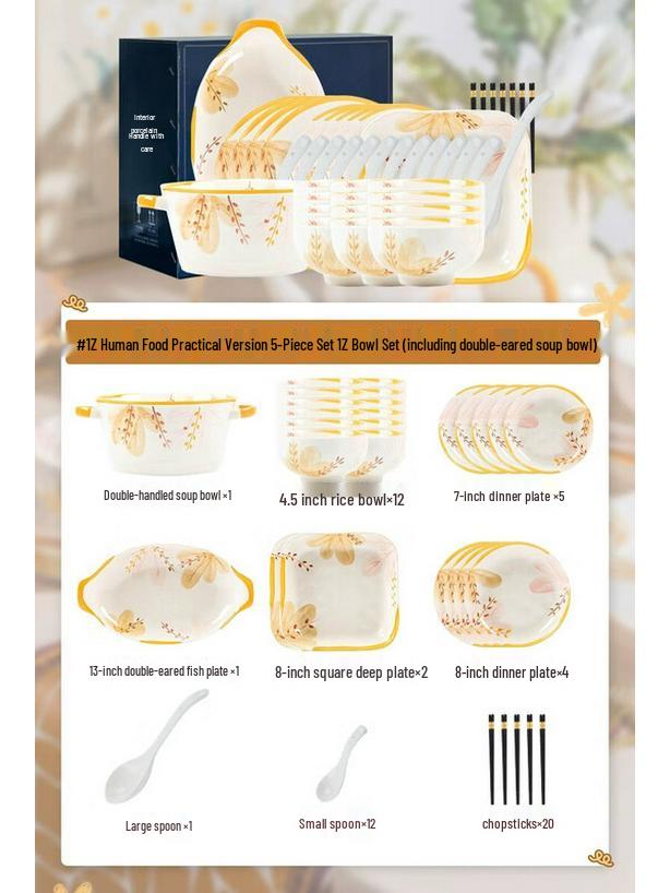 

Morland & Co. Floral Ceramic Dinnerware Set - 58 Pieces