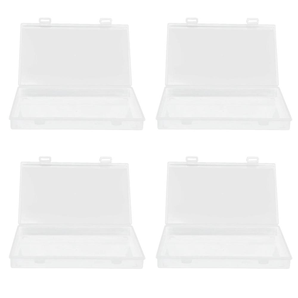 4pcs Flap Lid Hinged Cover Box Transparent Multipurpose Storage Box  Office Supplies