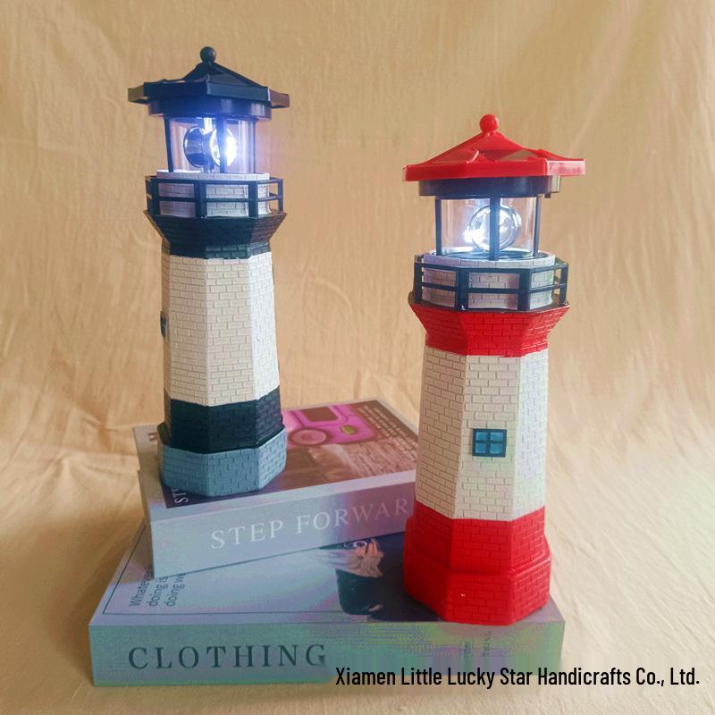 Solar Rotating Lighthouse Resin Garden Ornament
