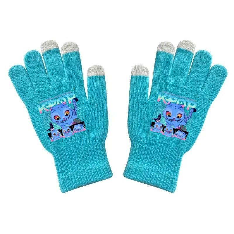 K Pop Demon Hunters Girls Gloves Woman Touch Screen Gloves Lady Winter Warm Cartoon Anime Accessories Cute Gift