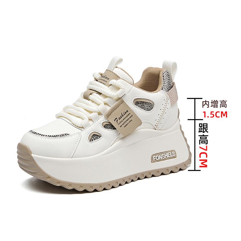 

Strictly selected leather 8 cm inner height increase dad shoes women s platform 2025 new women s shoes autumn and winter white shoes 40