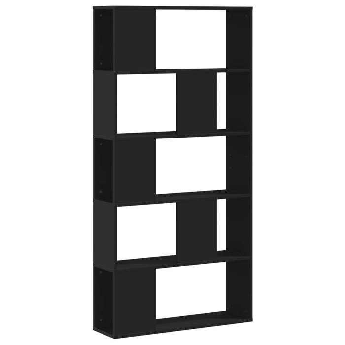 VidaXL Bibliothèque 5 niveaux noir 80,5x23,5x162,5 cm bois ingénierie, étagère, étagère à livres, support de livre, armoire 852772