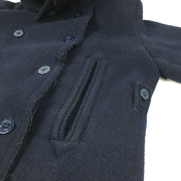 bonjour records BOYS Made in Japan Wool Pea Coat Size S Dark Navy(USED)
