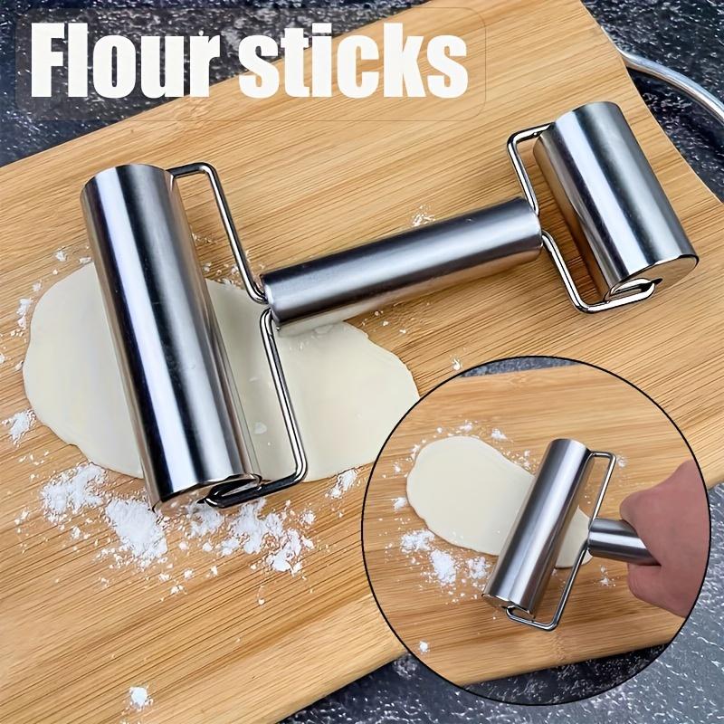 Pastry Pizza Roller, Smooth Non Stick Stainless Steel Rolling Pin Time-Saver Pizza Dough Roller for Home Kitchen Baking Cooking