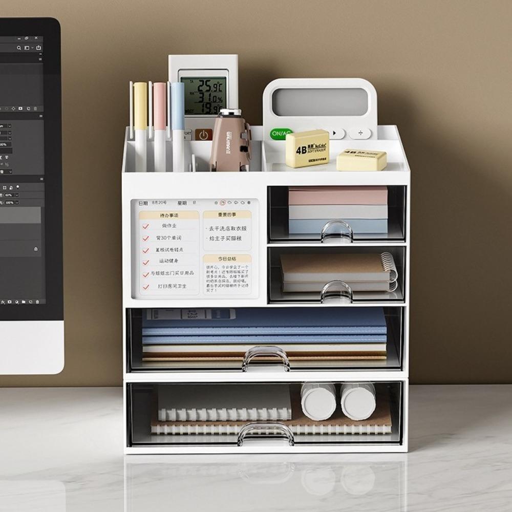 Multi-Function Pen Holder Storage Box Stackable Reasonable Partition Desk Storage Rack Simple Style Desk Shelf
