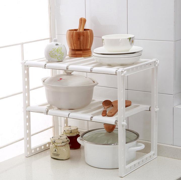 Stainless Steel Double Layer Retractable Kitchen Sink Storage Rack