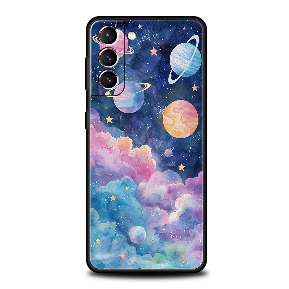 Earth Stars Space Phone Case For Samsung Galaxy S24 S23 S22 S20 Ultra S21 FE 5G S10 S9 Plus S10E S8 Soft Silicone Cover