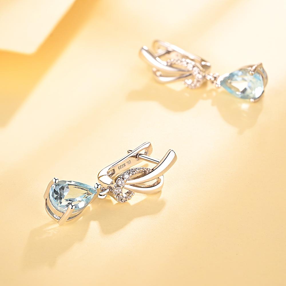 Natural Sky Blue Topaz Earrings for Women 925 Sterling Silver Fine Jewelry for Daily Wear for Girls Nice Gift
