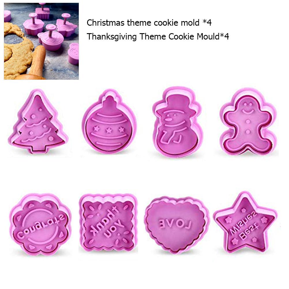 8PCS Spring Mold Christmas Thanksgiving Biscuits Cutter Baking Tool