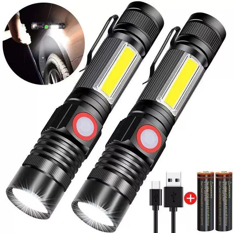 USB Rechargeable Mini Magnetic Flashlight with Zoom