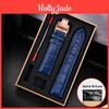 Watchband Blue Black Cowhide Leather Strap Butterfly Buckle Fits All Brands Of Watches Men Women 121415161819202223mm