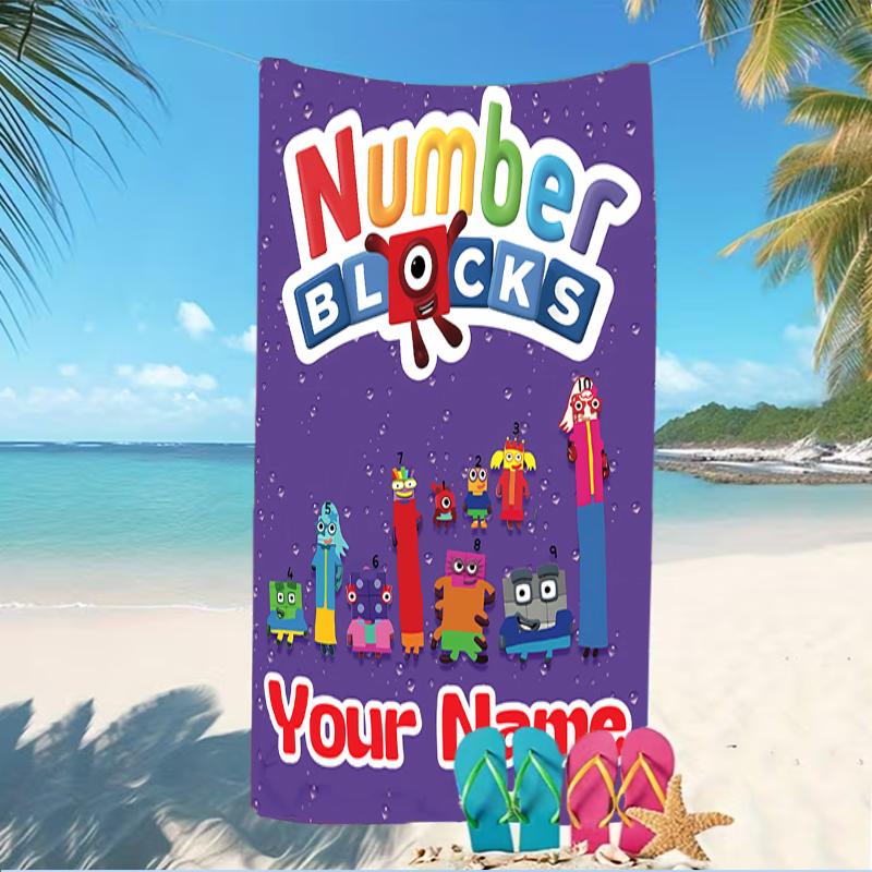 Customizable personalized beach towels Numberblocks themed designs.Suitable for the beach, yoga, sports;ideal as beach accessories