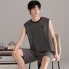 Pajamas men's summer cotton vest shorts summer thin teen men's sleeveless vest loungewear set