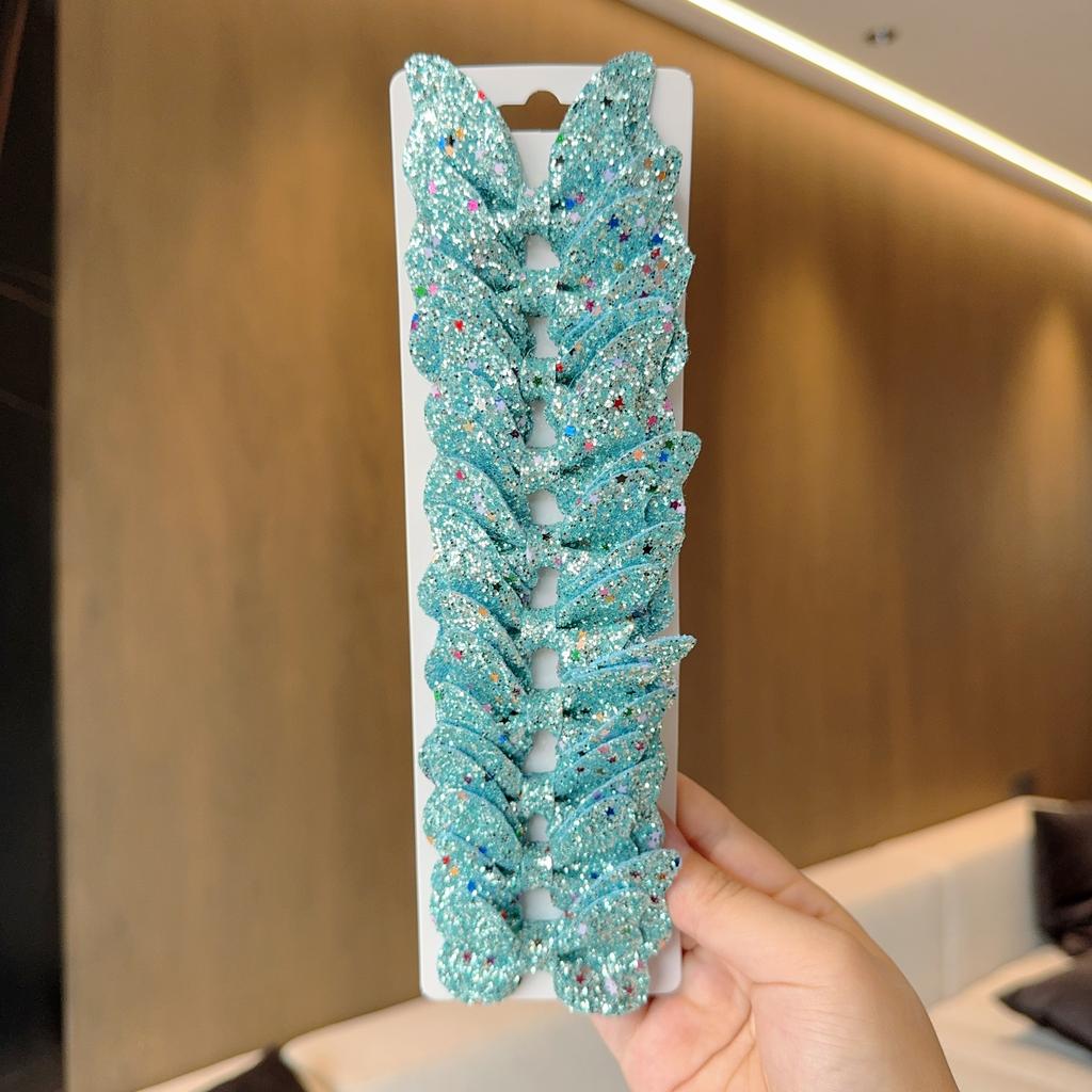 10Pcs/Set New Fashion Solid Butterfly Hairpin Accessories Lovely Girls Hairpins Children Headwear Hairgrip Sequins Hair Clips