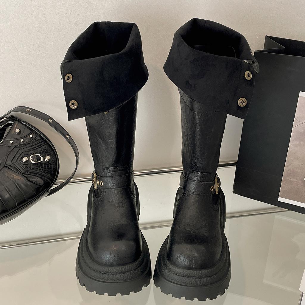 Queen Van Meillard style platform boots women's boots 2025 new autumn with skirt slim knight boots