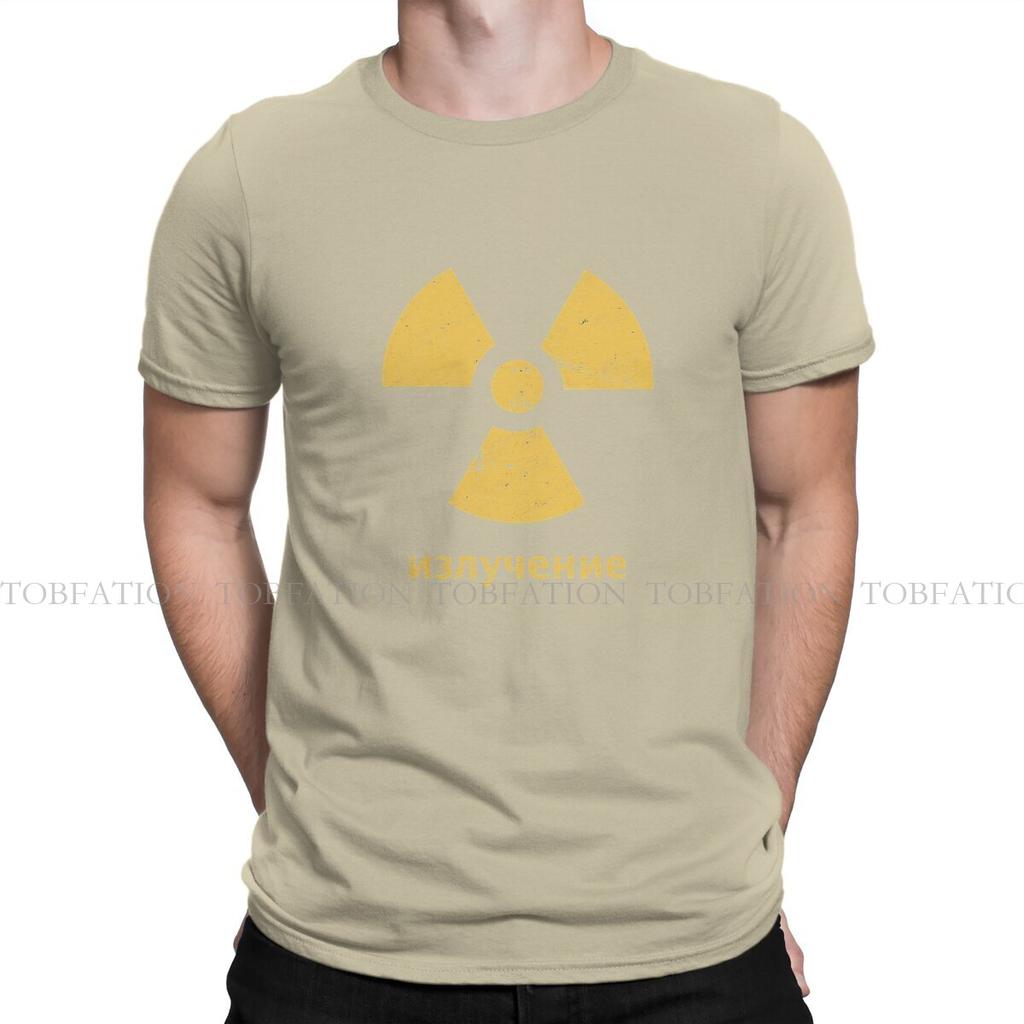 Radiation Symbol Men TShirt Russian USSR CCCP Crewneck Tops 100 Cotton T Shirt Humor High Quality Birthday Gifts