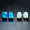 New Cute Female Blue Fire Opal Stud Earrings Boho copper Color Wedding Jewelry Small Round Double Earrings for Women Girls