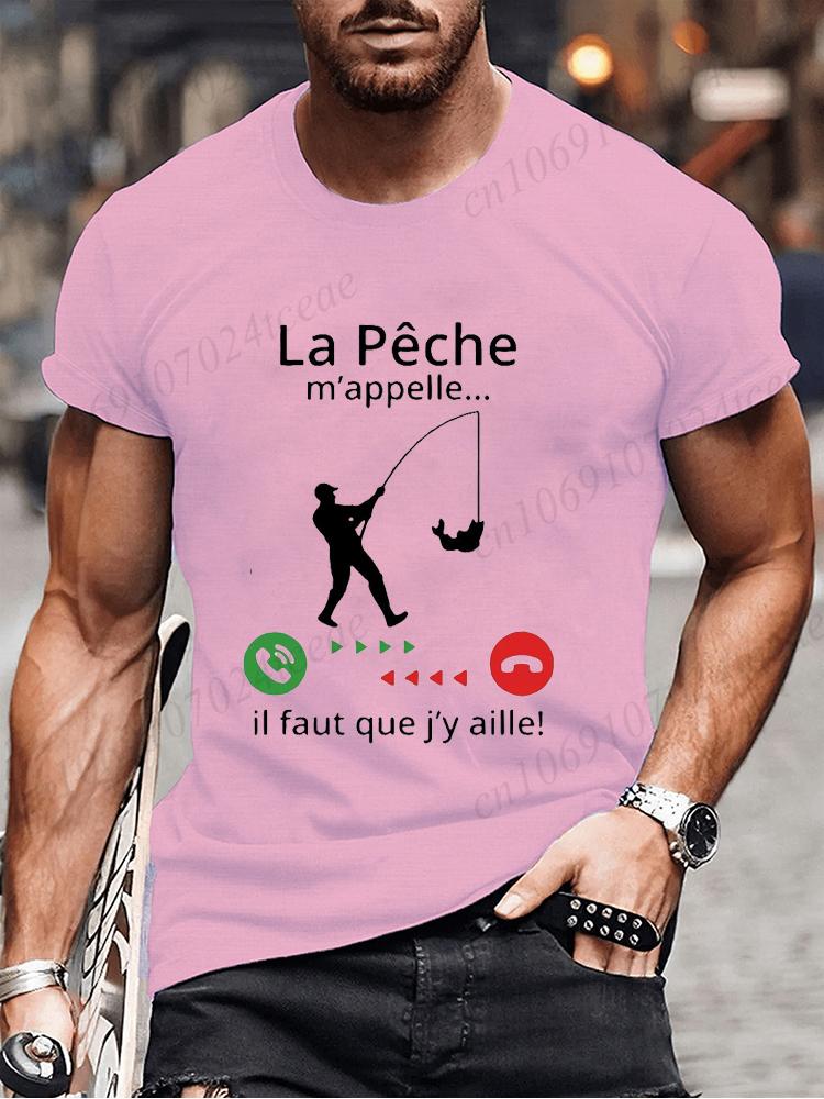 Fishing Calls Me I Must Go Print Men T Shirt Fisherman Summer Short Sleeve T-shirts Tops Men's French T-shirt Dad Tee Tops Gifts
