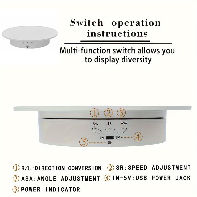 20 Cm/7.87 Inch Electric Rotating Turntable for Photography,USB Powered 5V Motorized Display Stand,Low Noise 360-Degree Rotation