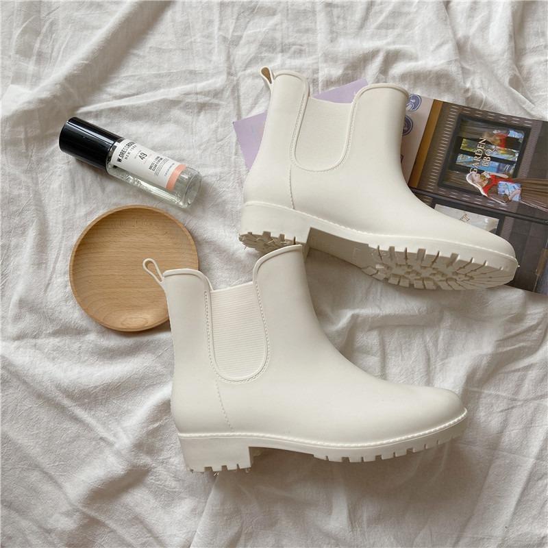 New simple outer wear rain shoes female adult short rain boots waterproof and non-slip water boots water shoes