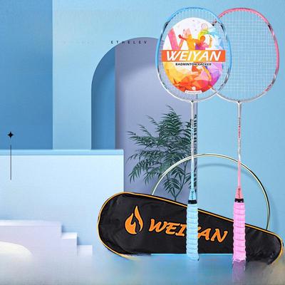 Weiyan Ultra Hafif Karbon Fiber Badminton Raketi Seti (2 parça) - Başlangıç Seviyesine Uygun, Dayanıklı, Antrenman ve Yarışma İçin İdeal.