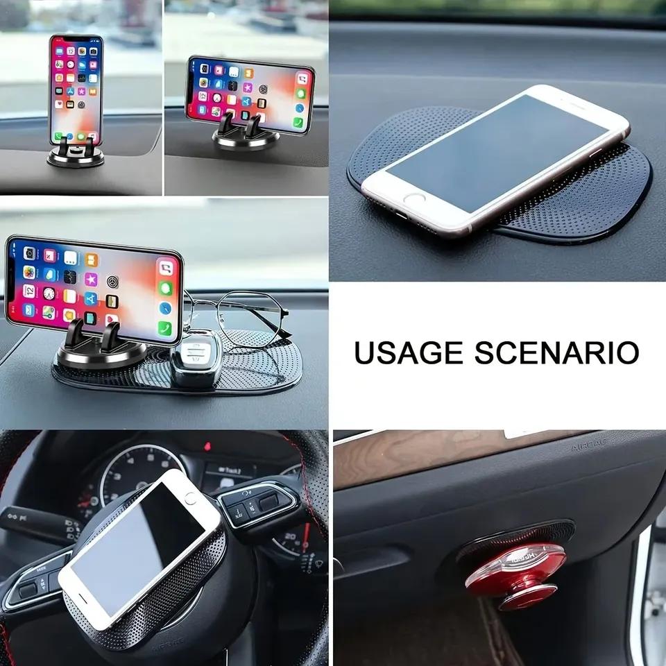 1 stk Bil-sklisikre matte Magic Anti-Slip Skyvesikker Pad Dashboard Sticky Dash selvklebende Mobiltelefon Mobilholder Svart Silikon